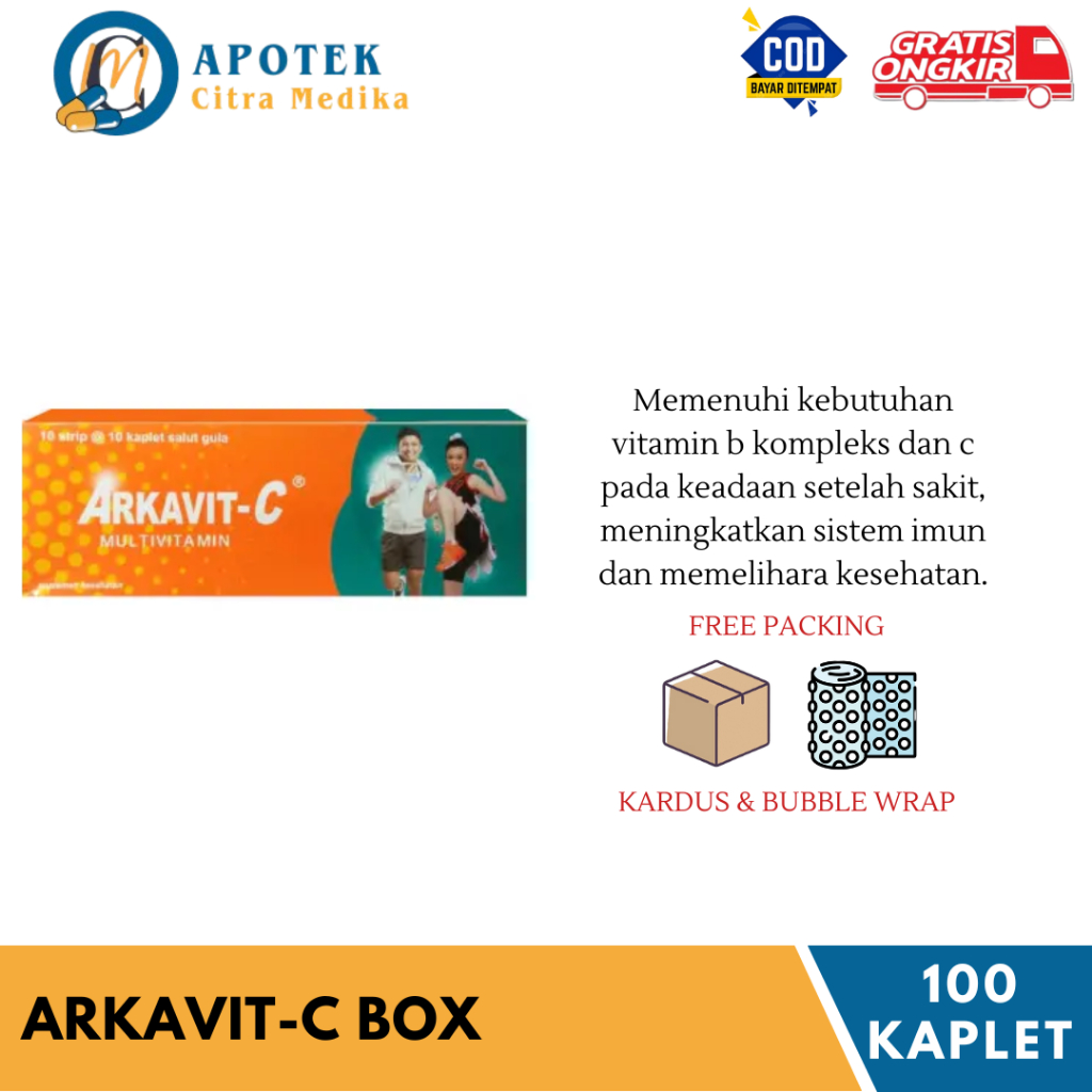 Arkavit-C 𝟏 𝐊𝐎𝐓𝐀𝐊 𝐈𝐒𝐈 𝟏𝟎𝟎 𝐊𝐀𝐏𝐋𝐄𝐓 - Suplemen Memelihara Kesehatan Tubuh Agar Tidak Mudah Lelah