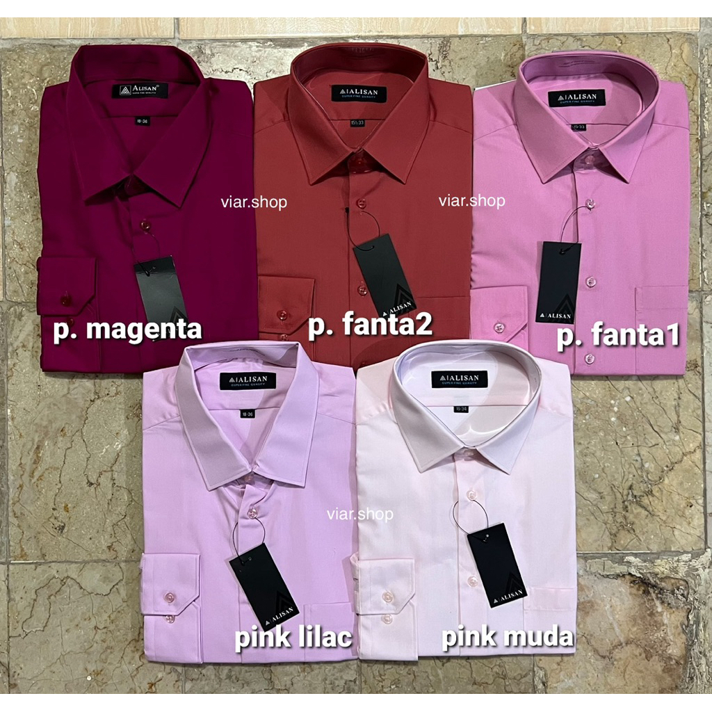 ALISAN REGULAR PANJANG - KEMEJA POLOS LENGAN PANJANG PRIA WARNA PINK / LILAC / FANTA 1 / FANTA 2 / F