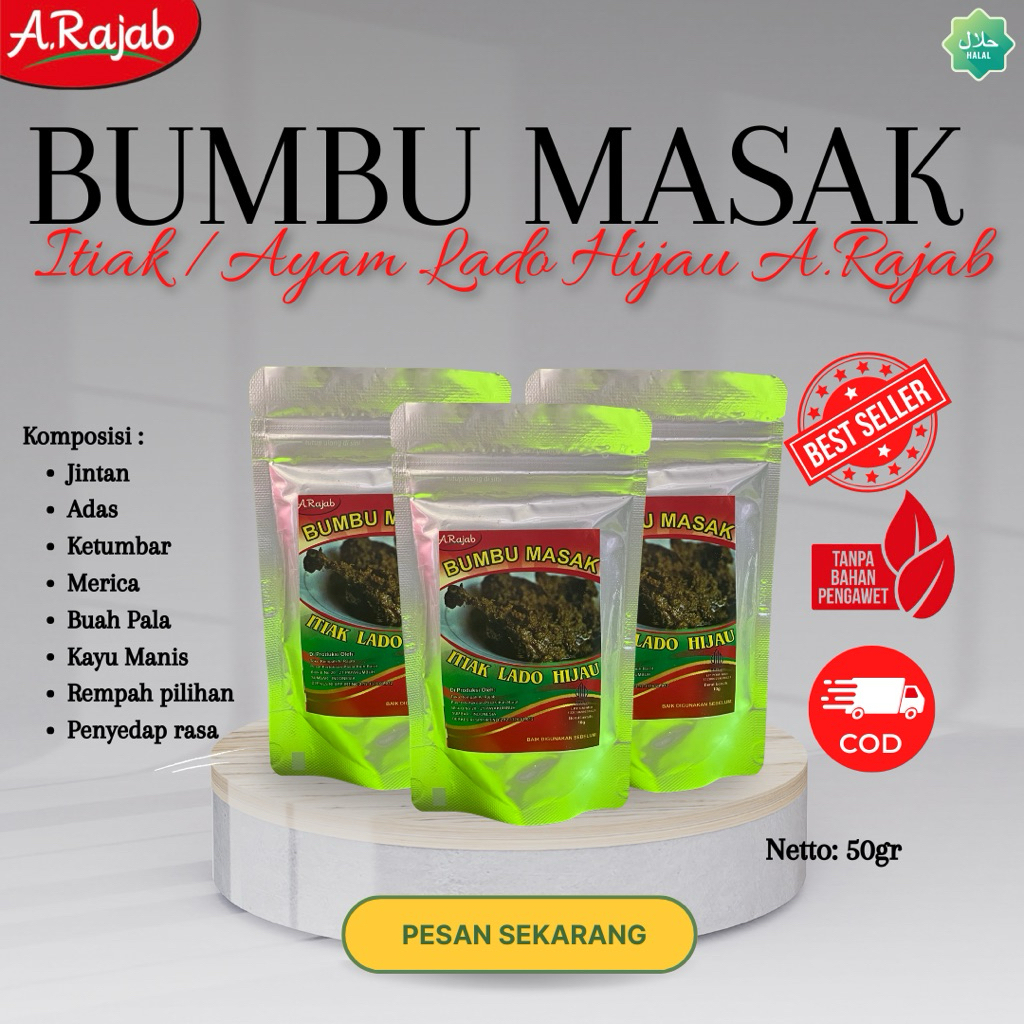 

BUMBU ITIAK LADO HIJAU (BUMBU BEBEK CABE HIJAU) A.RAJAB 50gr