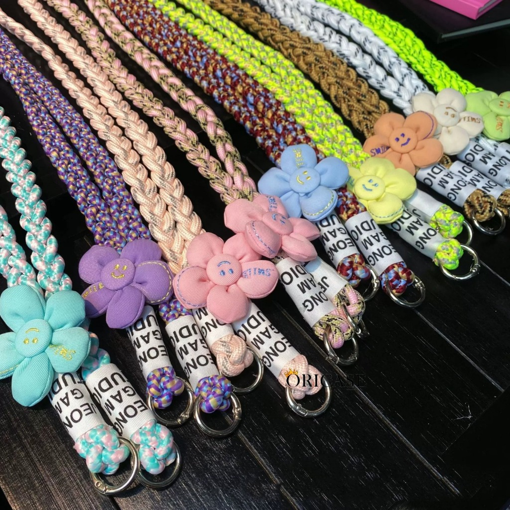 Tali HP Lanyard Kepang Cross-body Motif Flower Gantungan Handphone Universal SM356-SM363