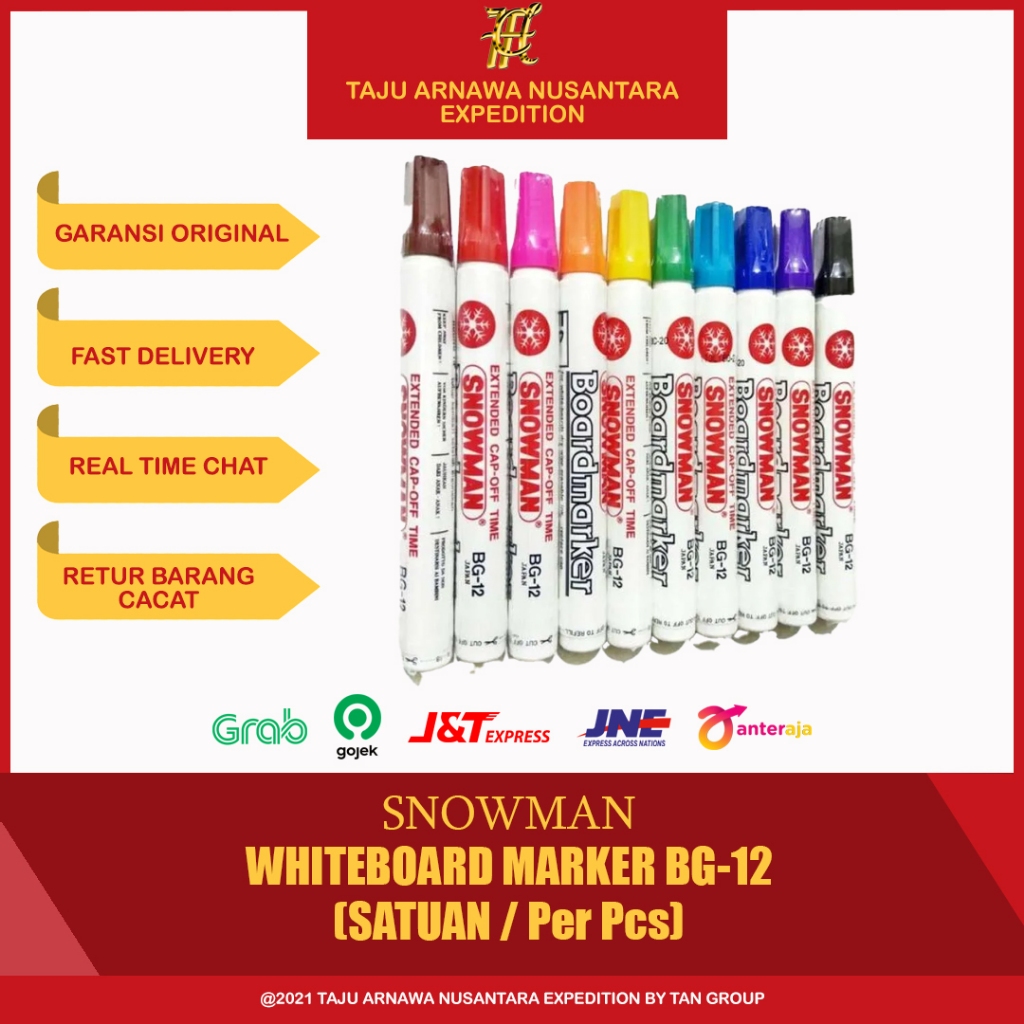 

Spidol Whiteboard Snowman BG-12 Hitam / Spidol Papan Snowman PER PCS