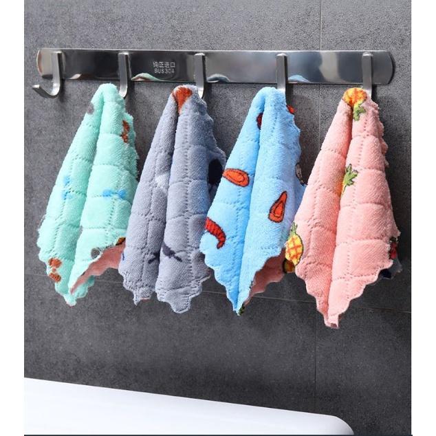 Kain Lap Dapur Anti Minyak Motif Coral Fleece Kain Lap Kompor Meja Kain Lap Piring Serap Air