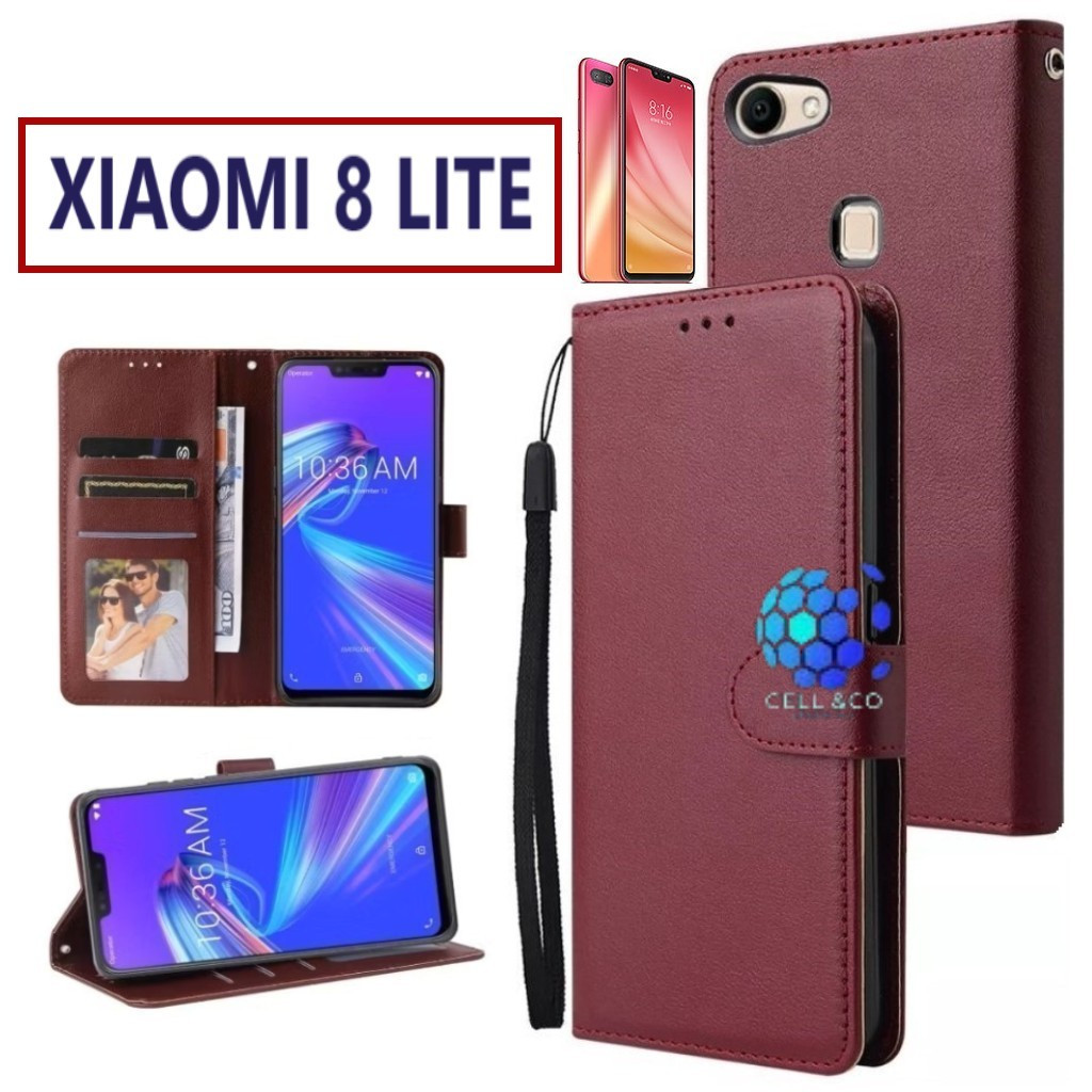 Case Type XIAOMI 8 LITE FLIP LEATHER WALLET PREMIUM FLIP CASE BUKA TUTUP KESING HP CASING FLIP CASE 