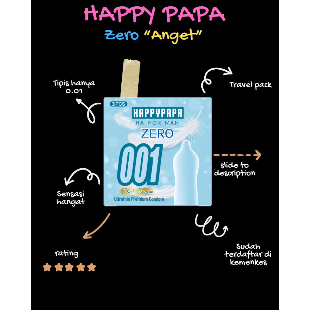 Kondom Happypapa Tipis Hot - 1 Kotak Isi 3 Pcs Kondom Jepang Impor Happy Papa " TRAVEL PACK "
