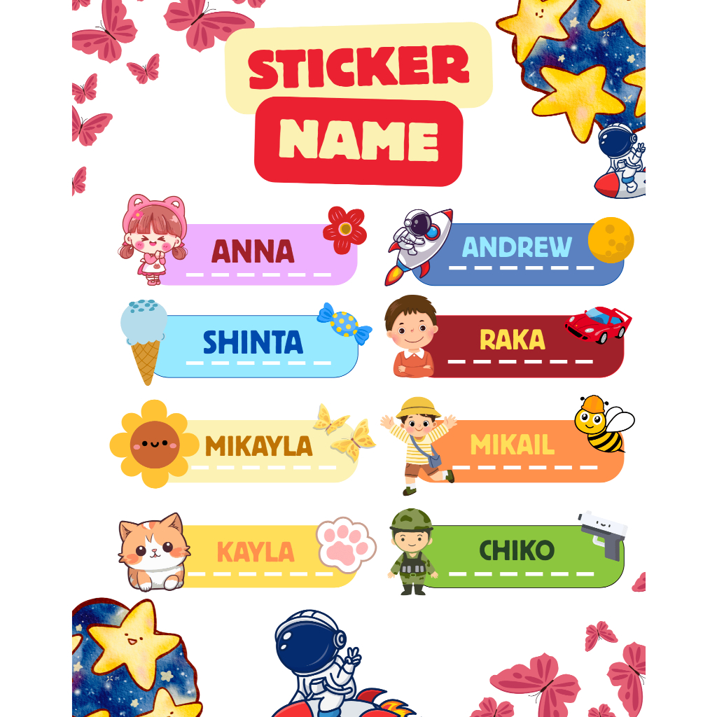 

Sticker label nama costum Small 3 x 1 cm isi 113 pcs - stiker label nama anti air bolpoin/pensil/ATK