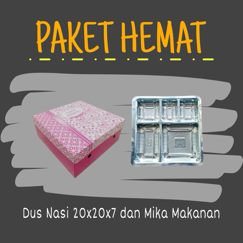 PAKET KARDUS NASI UK 20x20x7 Dan MIKA SEKAT 5 | DUS NASI/DUS KUE |
