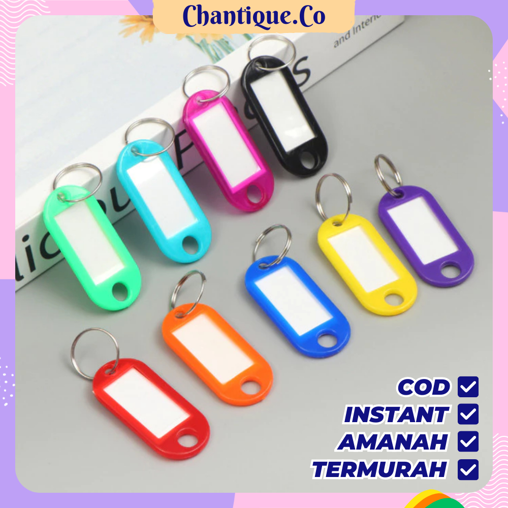 Gantungan Kunci Name Tag Simple / Ganci Tag Keychain Ring Name Tag Plastik Label Nama