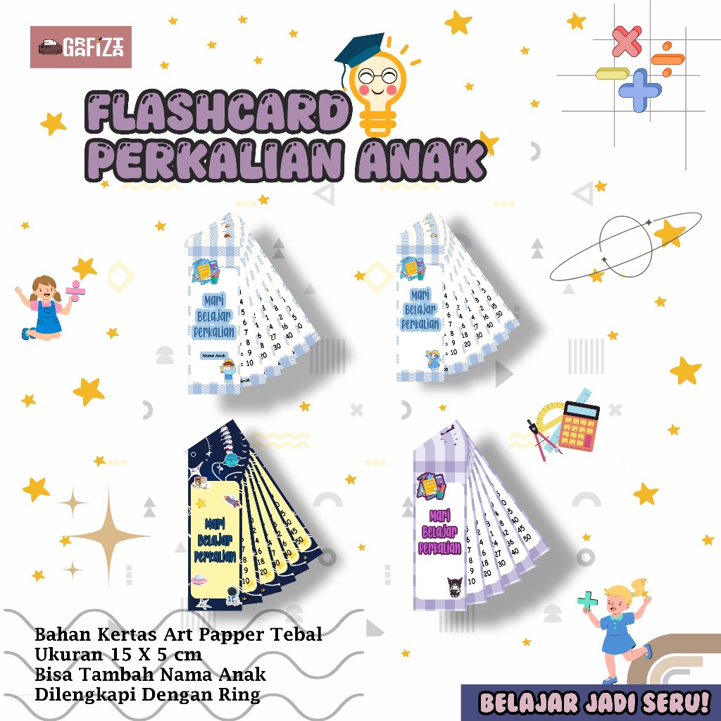 Flashcard Matematika Tabel perkalian 1-10