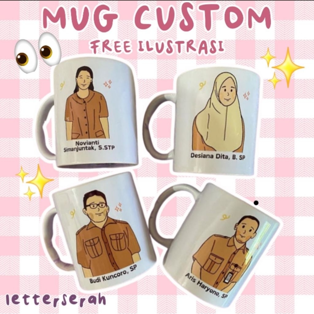 Mug Custom Cangkir Gelas Ilustrasi Gambar Souvenir Custom