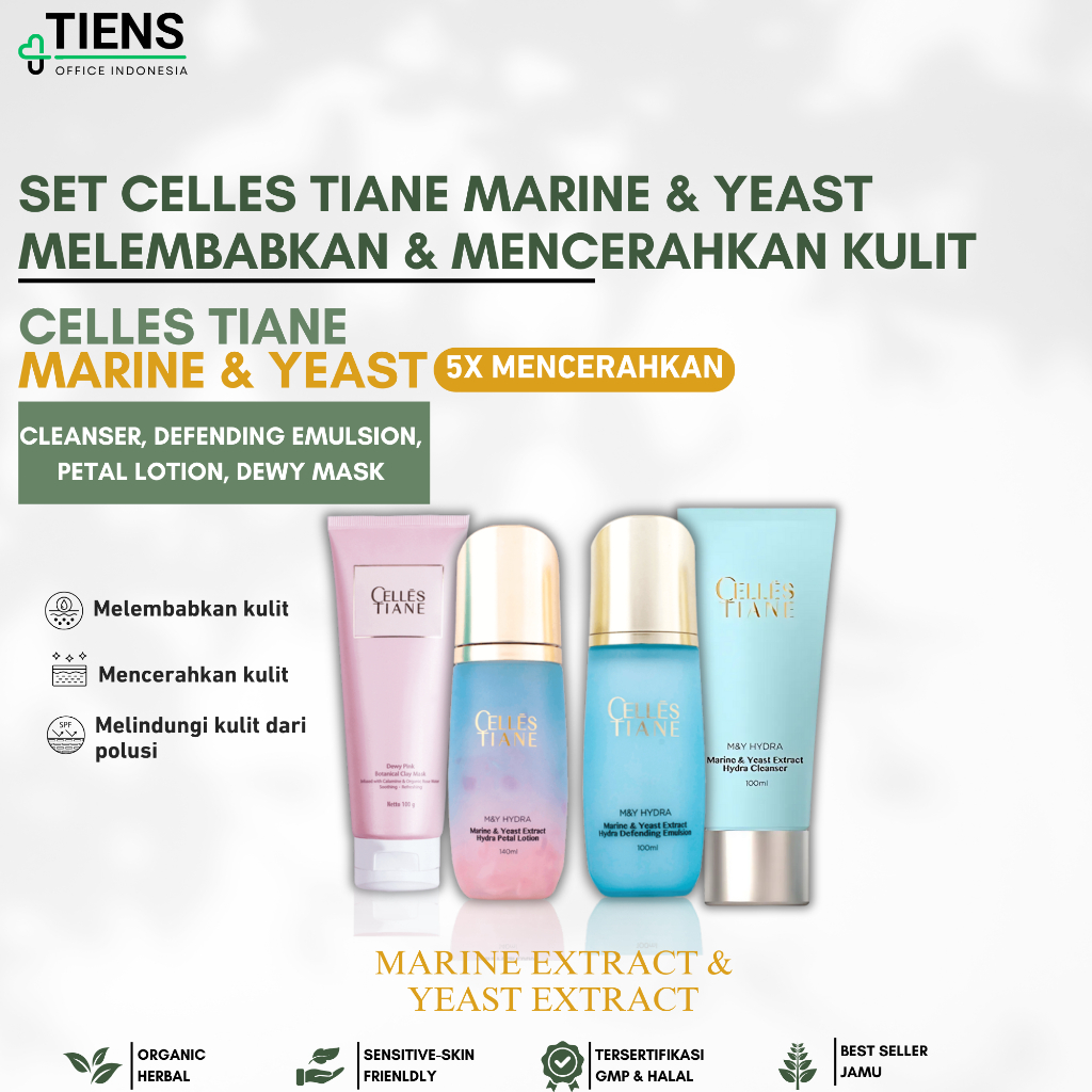 Celles Tiane Tiens Tianshi Pencerah Wajah Kusam Cleanser Wajah Facial Wash + Claymask + Emulsion