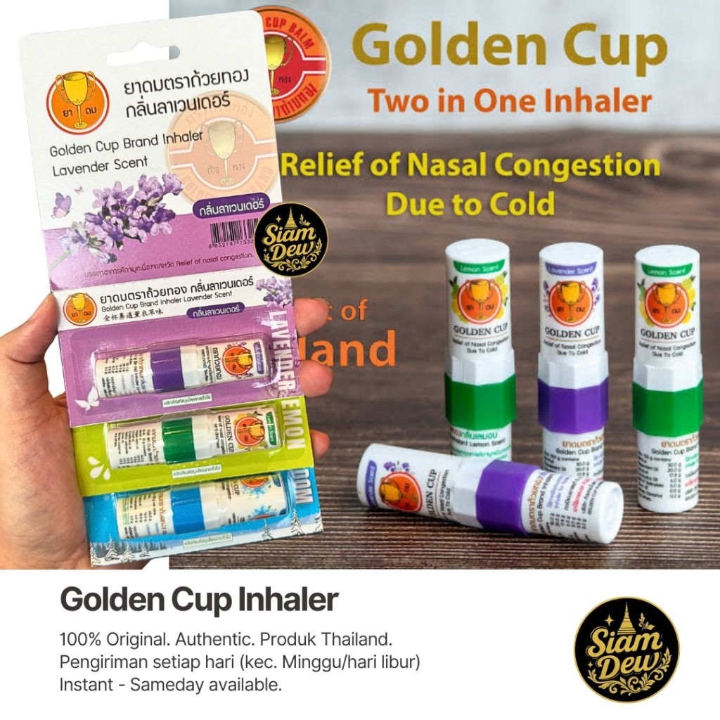 [Produk Thailand] Inhaler THAI GOLDEN CUP minyak angin lucu murah menthol stick