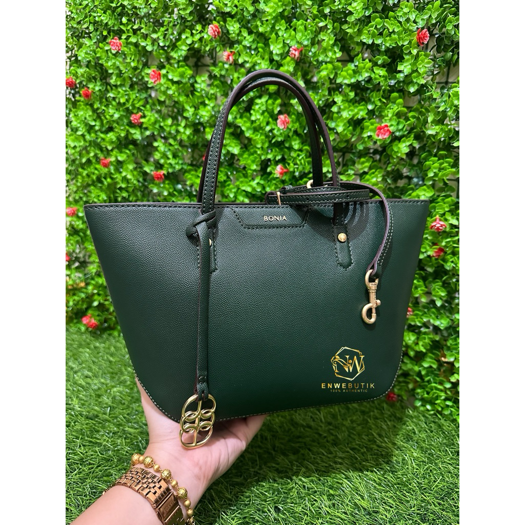 bonia tote bag sampan warna hijau botol