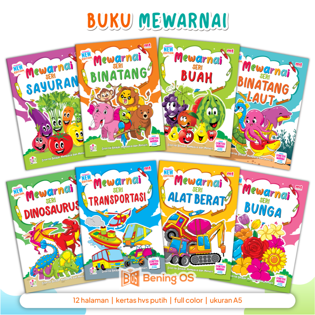 BeningOS Children Coloring Book / Buku Mewarnai Anak Berbagai Tema (MT)
