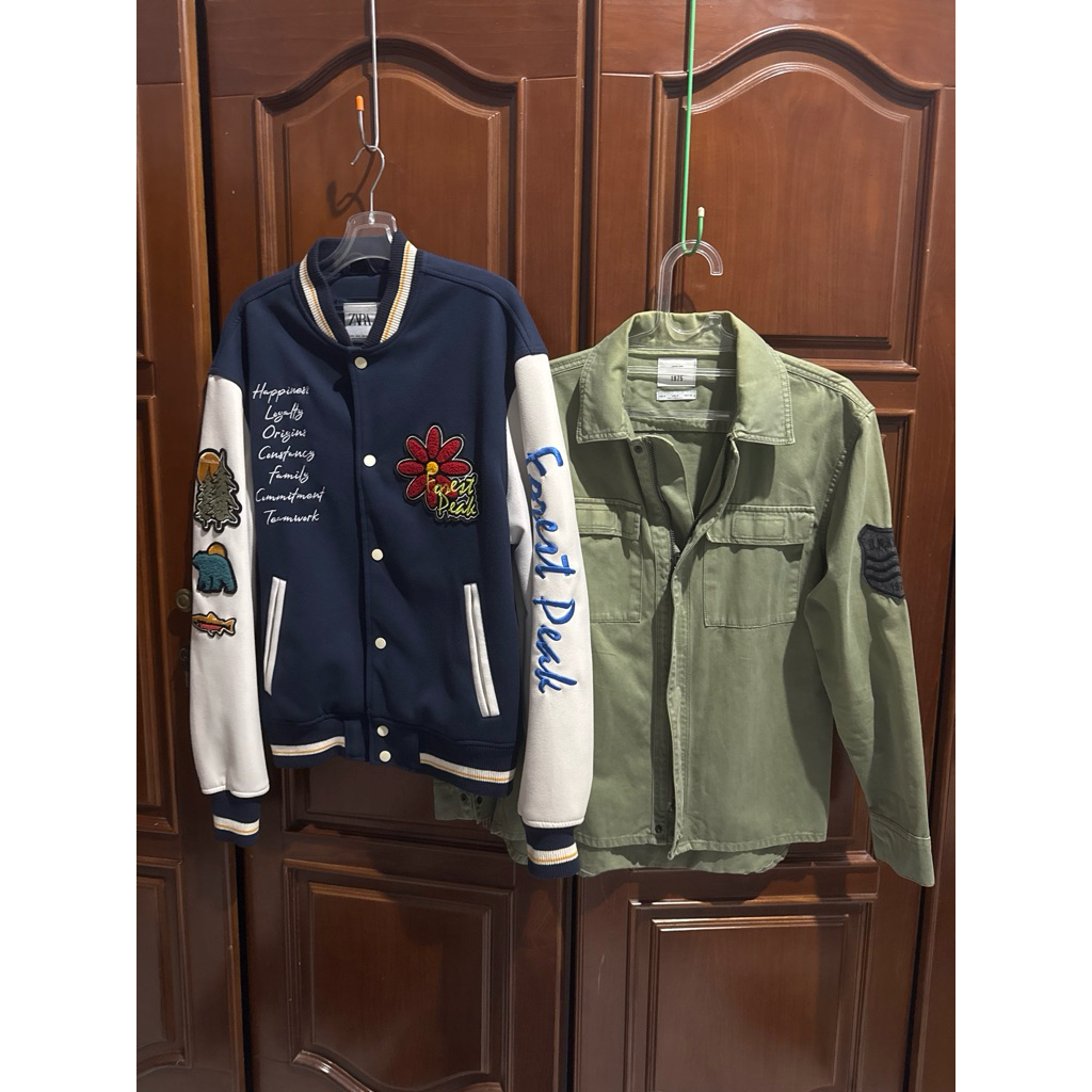 jacket ZARA bundling ada yg varsity dan green cargo model jacket