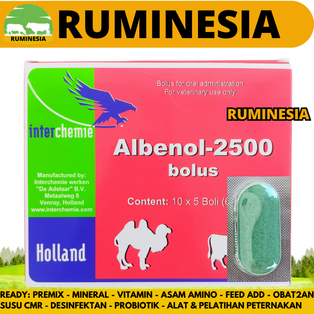 ALBENOL 2500 BOLUS (1 BOLUS) - Obat Cacing Sapi Kerbau Bolus - Obat Cacing Sapi Paling Ampuh