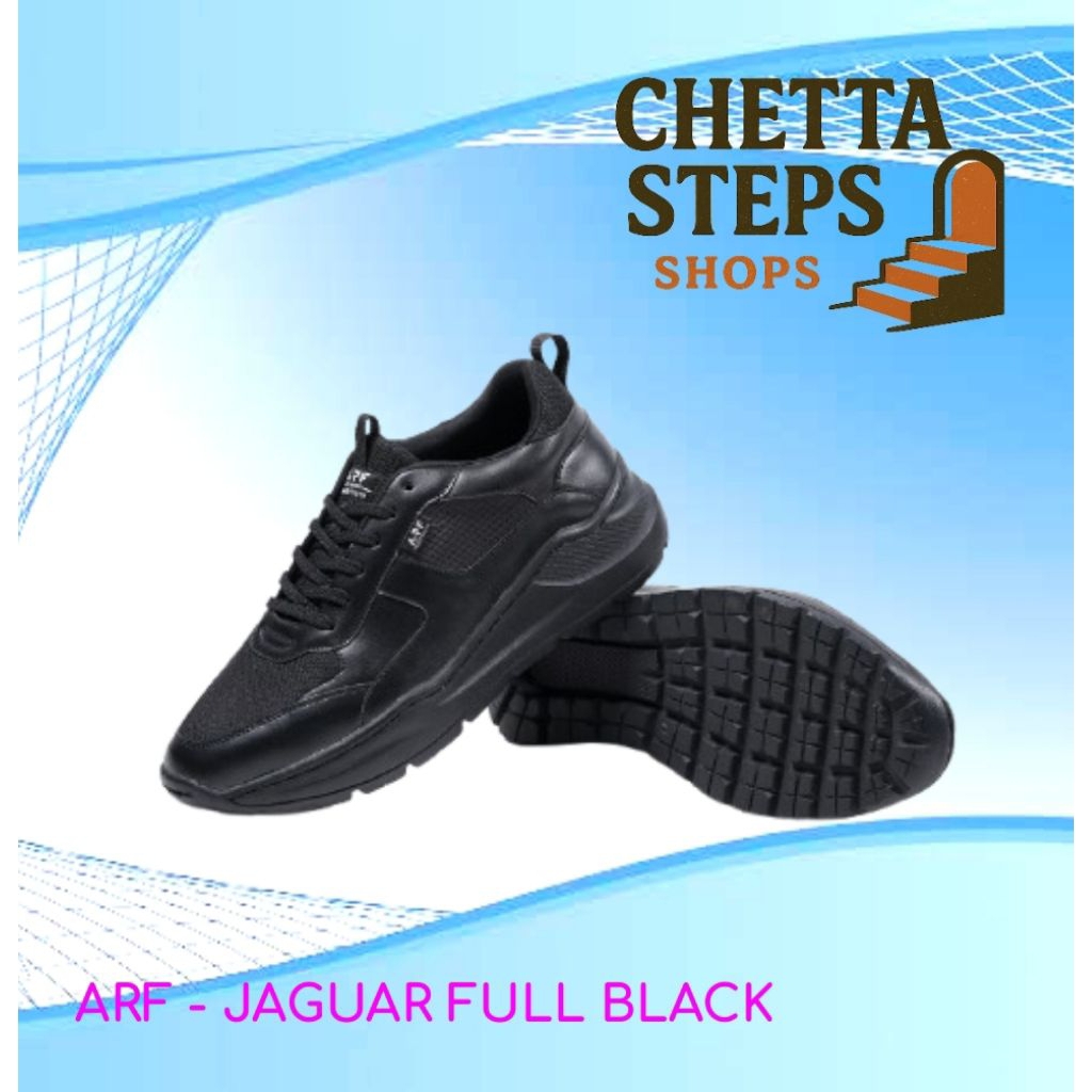 Sepatu Pria ARF Jaguar Full Black - Sneaker Sporty Pria