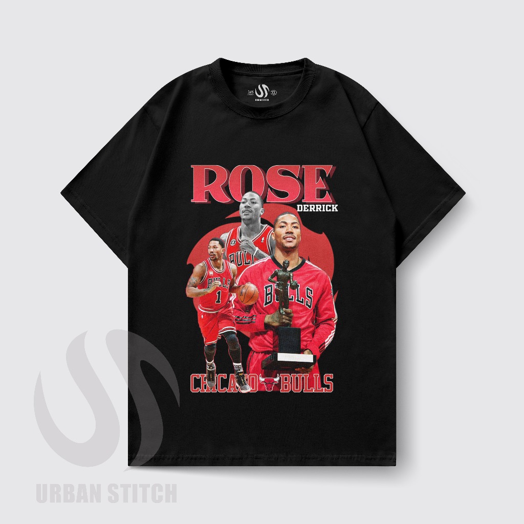 Kaos Oversize Derrick Rose Chicago Bulls Black  Kaos Oversize NBA Derrick Rose Streetwear
