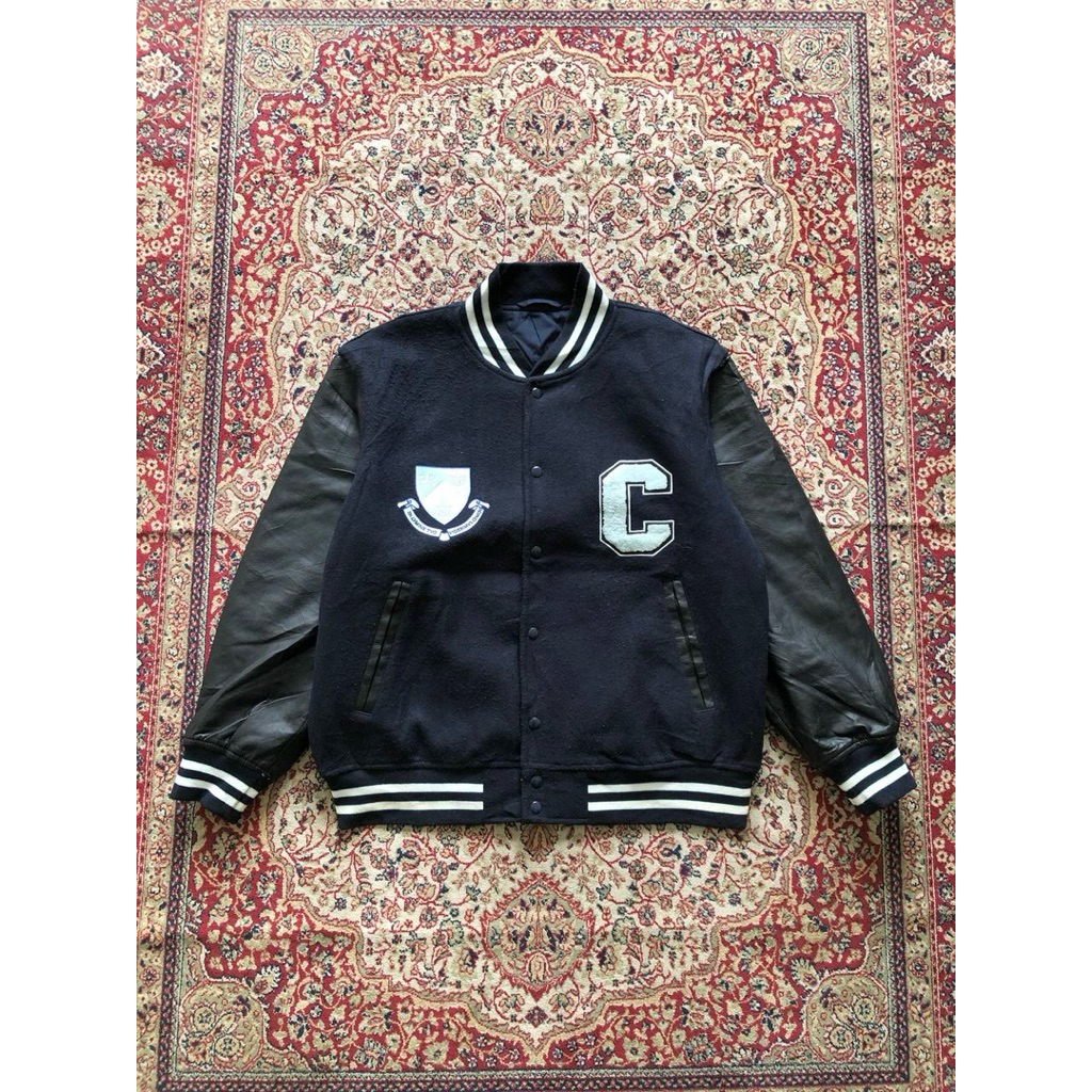 Gu x columbia university varsity wool leather synthetic jacket Vintage varsity leather jacket G109