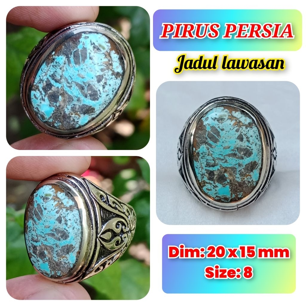 pirus Persia cincin batu akik asli pirus Persia siap pakai.36