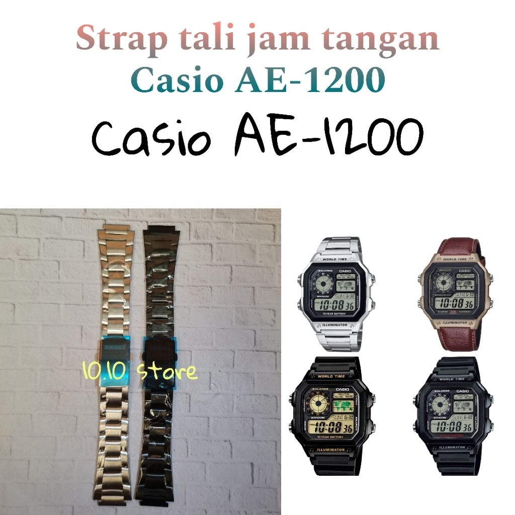 Strap tali jam tangan stainless pengganti utk jam tangan Casio AE-1200 AE 1200 AE1200WHB AE 1200 W A