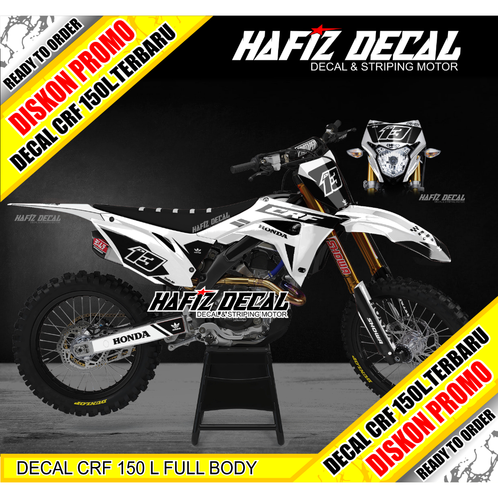DECAL CRF PUTIH, DECAL CRF 150 L, DECAL CRF 150 L FULL BODY, DECAL CRF, STICKER CRF 150 L