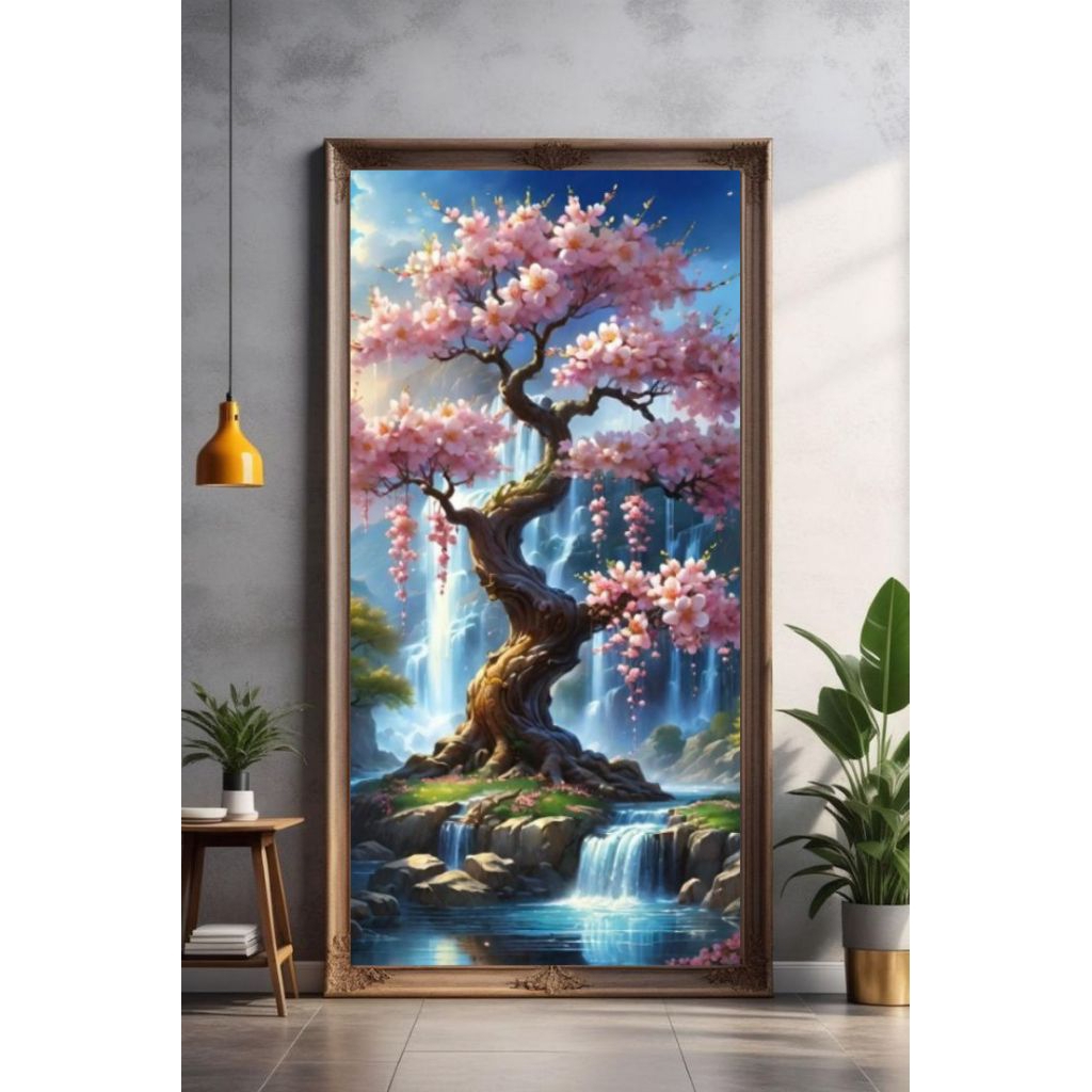 POSTER CETAK, LUKISAN BUNGA SAKURA, hiasan dinding, Lukisan cetak, Tanpa bingkai