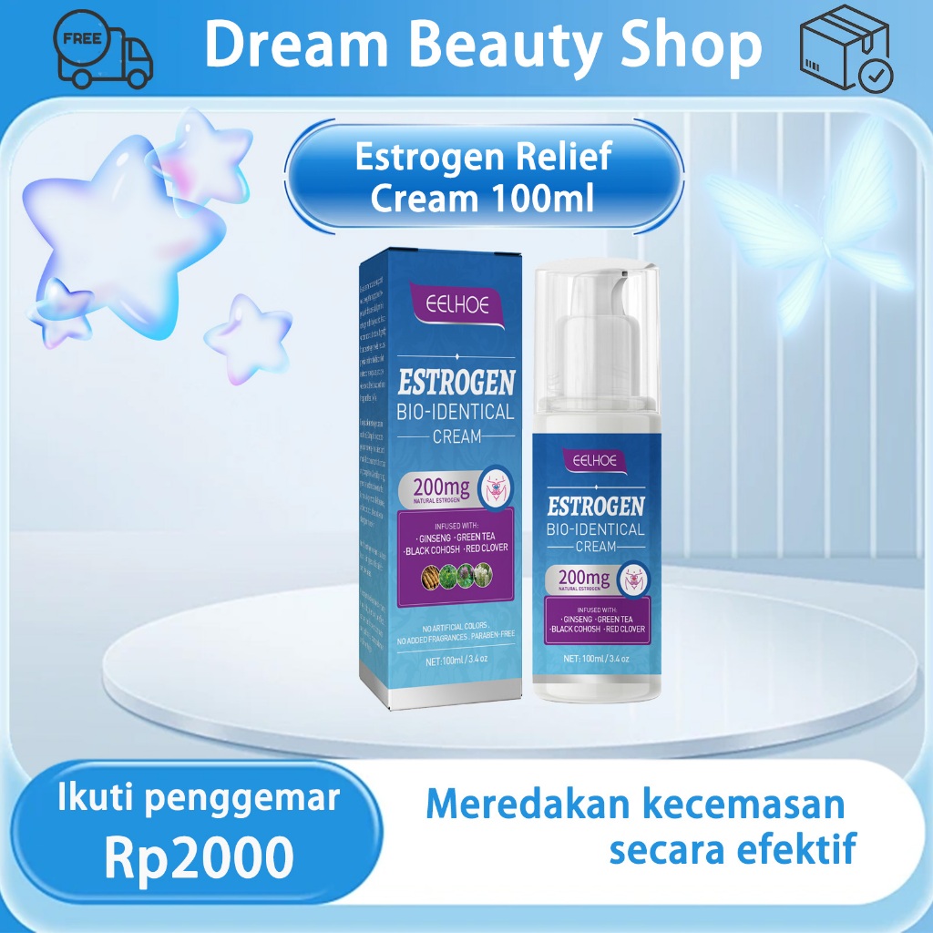 EELHOE Estrogen Relief Cream 100ml Estrogen Booster Menopausal Oestrogen Cream Mengurangi Kelelahan 