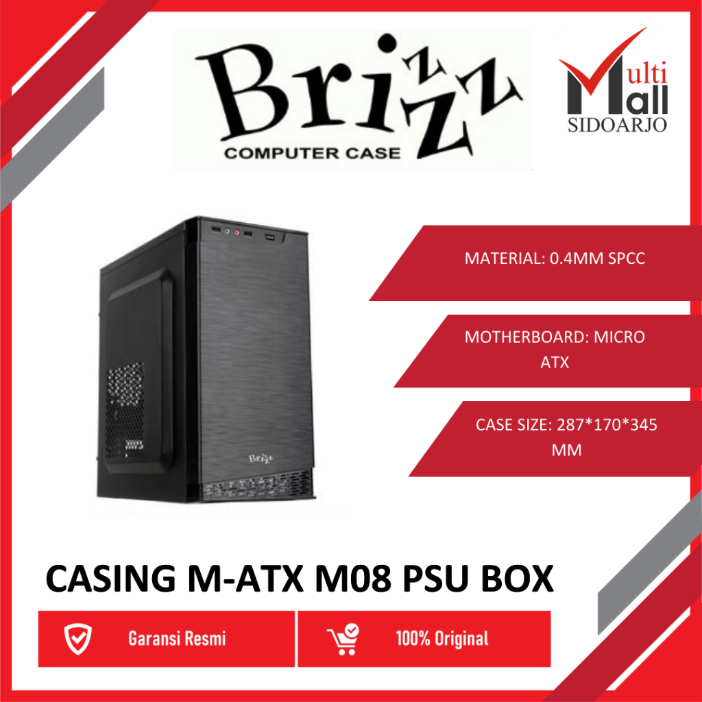 CASING BRIZZ MINI CASING PC ATX PSU 500W, CASING KOMPUTER