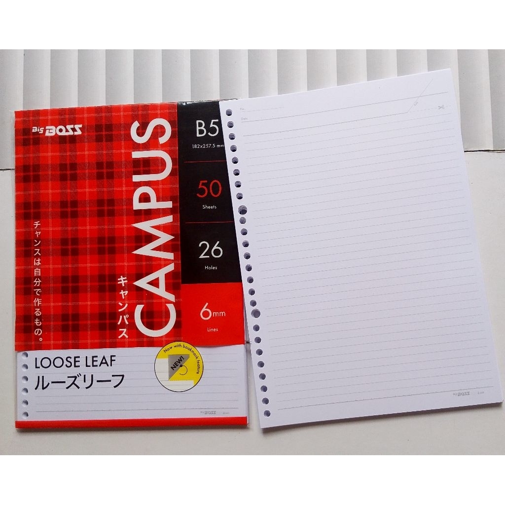 

LOOSE LEAF/ ISI BINDER UK-B5 50 LEMBAR/ BBO POLOS DAN GARIS/ 20 LUBANG