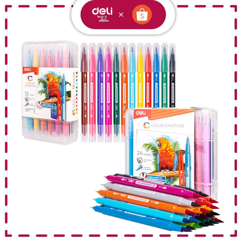 

Deli Felt Pen / Spidol Warna 2 Tip 12/24 Warna Kemasan Kotak EC151-12 EC151-24