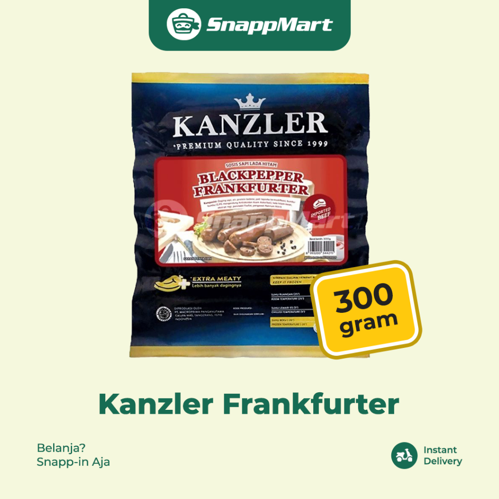 

Kanzler Sosis Blackpepper Frankfurter (300 gram) - INSTANT / SAMEDAY - Frozen Food