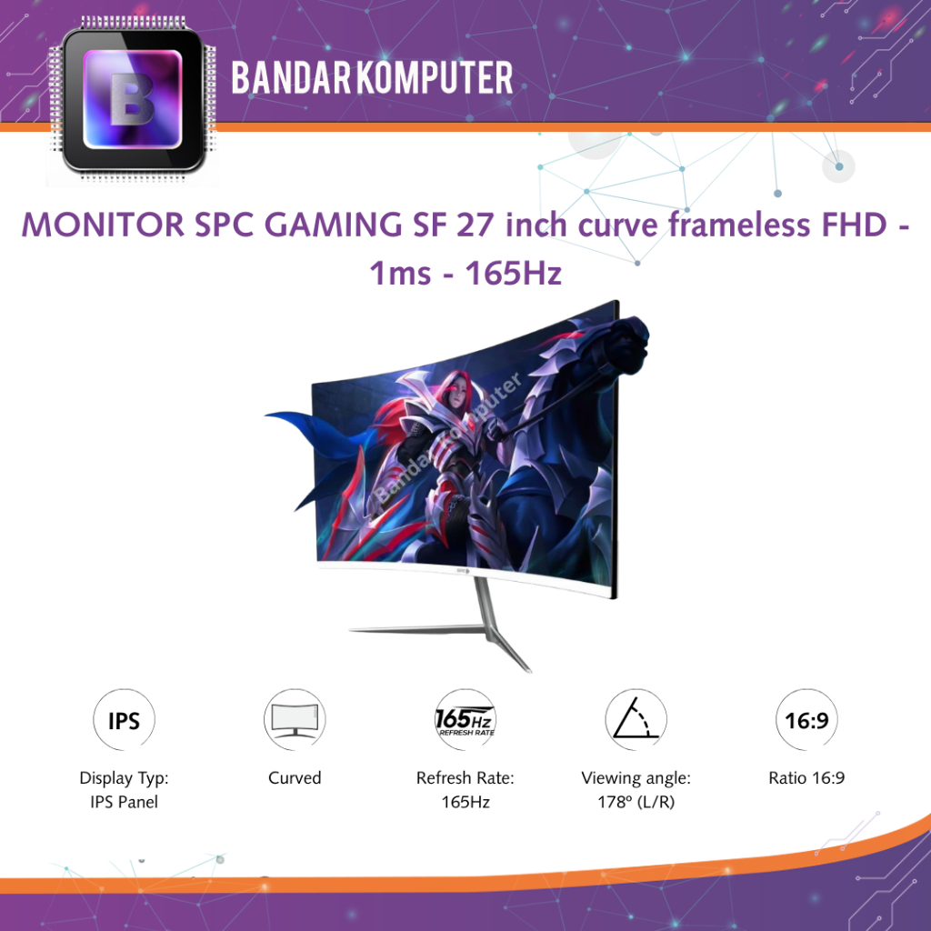 MONITOR SPC GAMING SF 27 inch curve frameless FHD - 1ms - 165Hz