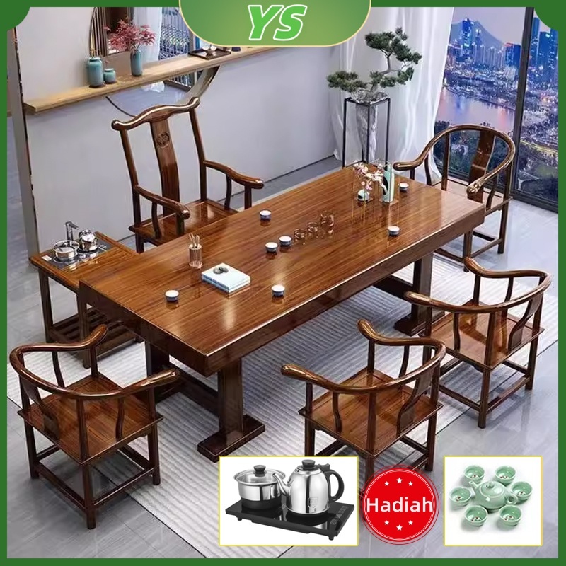 Meja Teh Papan Besar/Meja Besar/Meja Teh Mewah/Meja Kayu China/Meja Teh Set Lengkap/Meja kayu solid