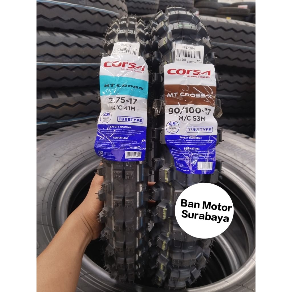 Promo Termurah Sepasang ban Luar Corsa MT Cross 90/100-17 & 275-17 Ban Trail Ban ring 17