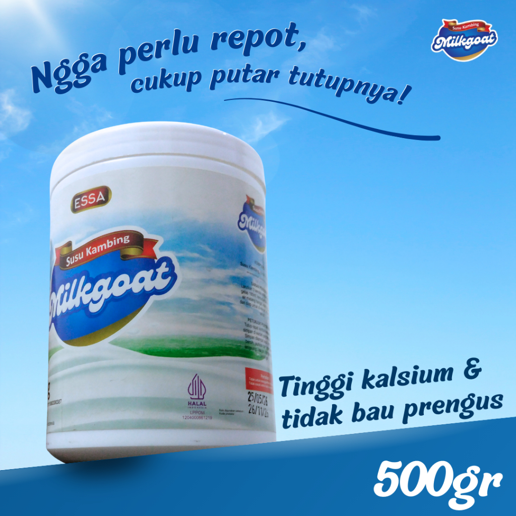 

Milkgoat 500g Susu Kambing Halal BPOM Kalsium Tinggi - kemasan tanpa pengawet & tidak prengus