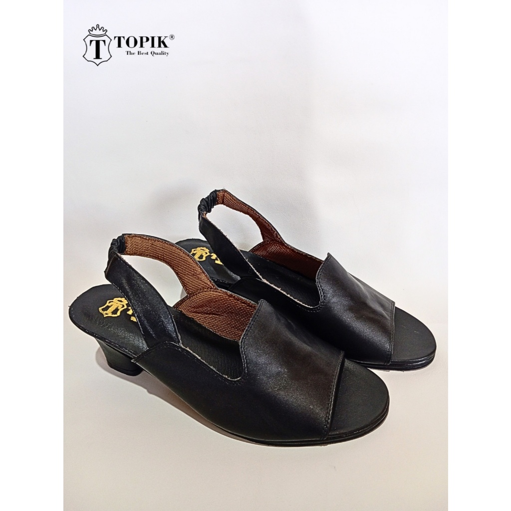 TOPIK - Sepatu Sandal Heels Wanita Hak 5 cm Kulit Asli