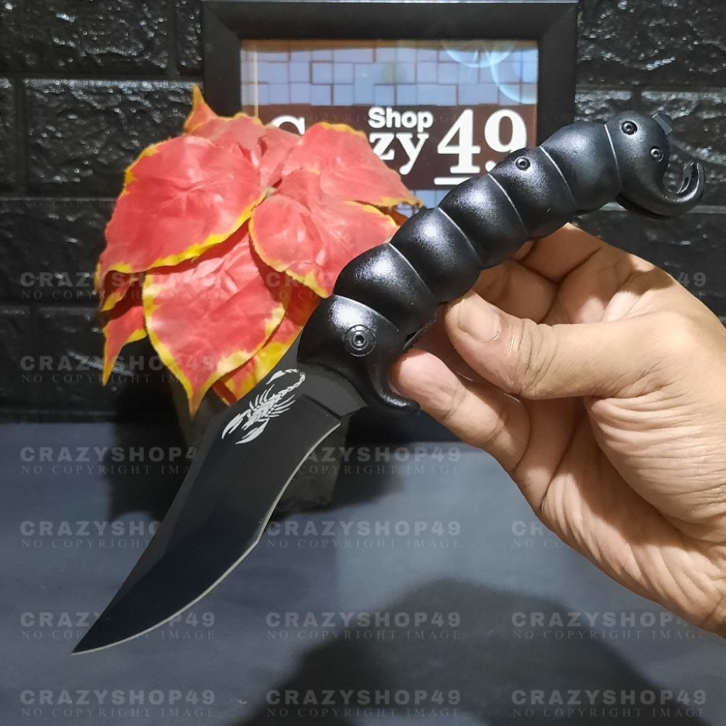 Pisau Survival Lipat Outdoor Scorpion Ergonomis / Pisau Tactical / Survival Kit