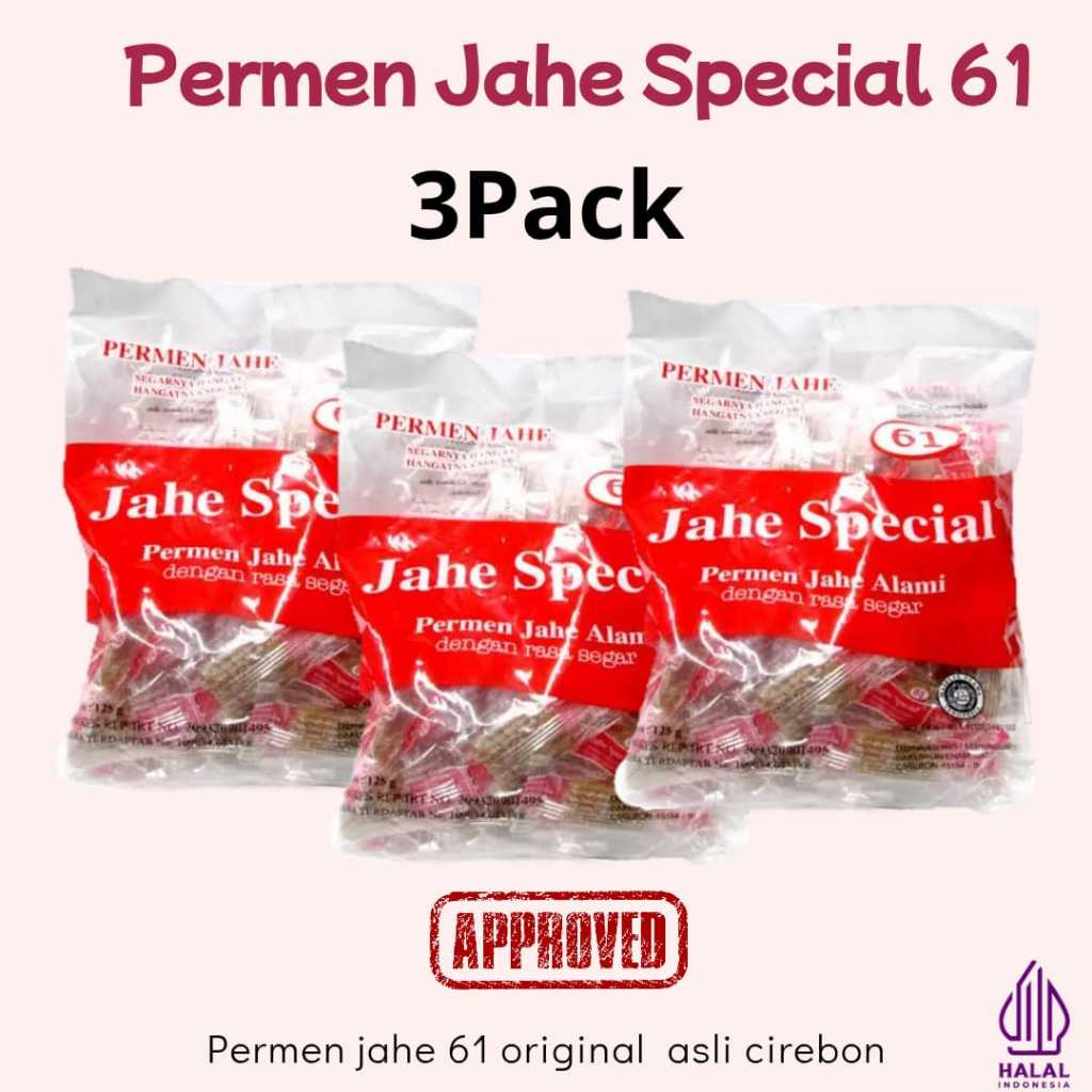 

3 PACK Permen Jahe Special 61 ASLI CIREBON ORIGINAL / Permen Jahe 61