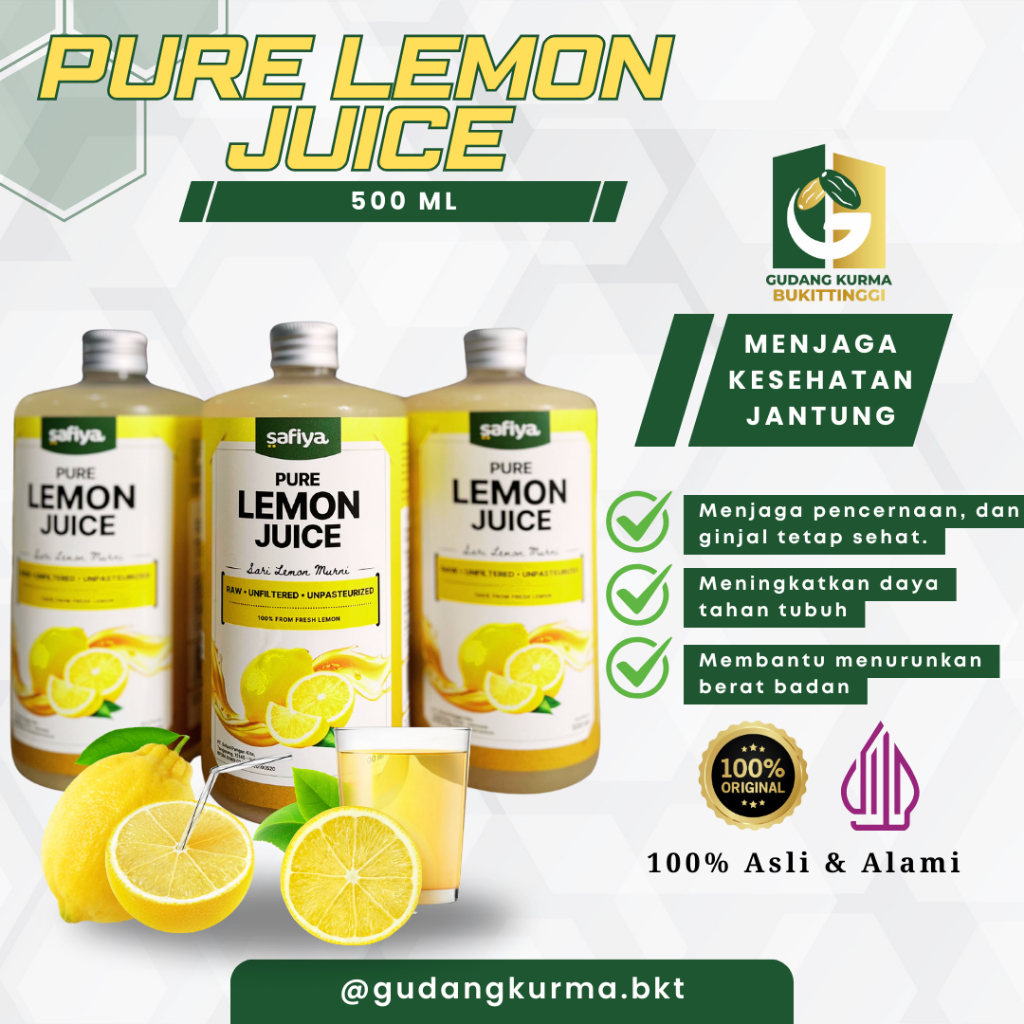 

SAFIYA Pure Lemon Juice 500ml | Sari Lemon Murni || SAFIYA Cuka Nanas | 100% Asli & Kualitas Terbaik