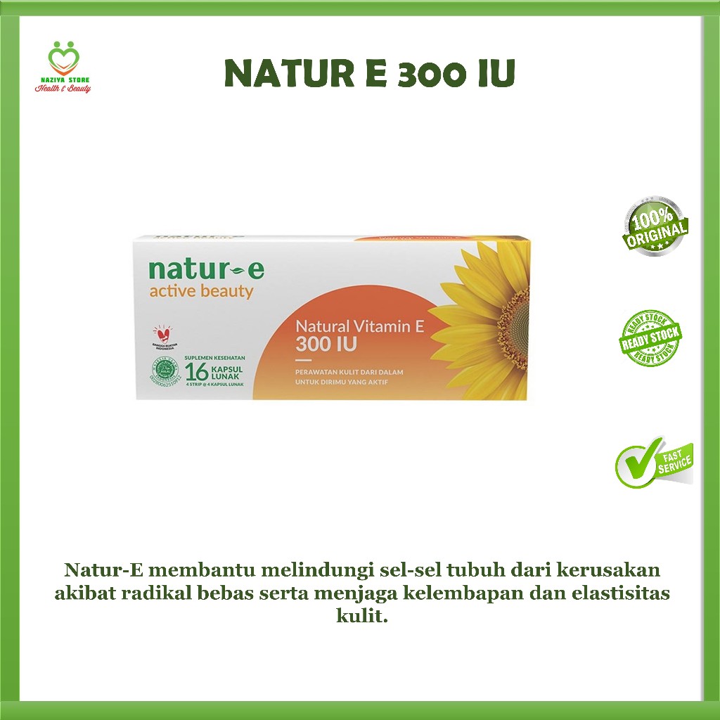 NATUR E 300 IU Vitamin E/Suplemen Kulit/Suplemen Kecantikan/Vitamin Kulit Isi 32 Kapsul