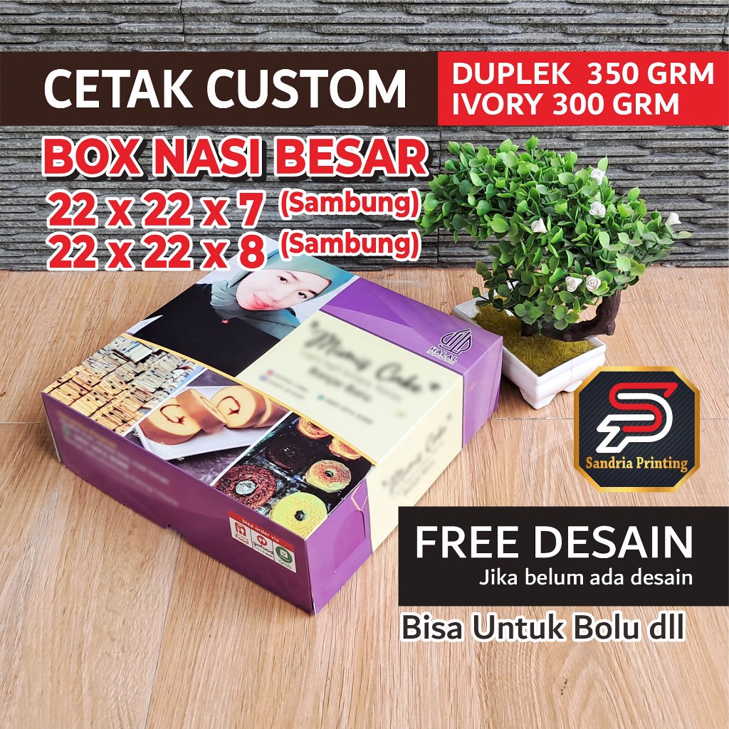 DUS NASI KOTAK / BOX NASI KOTAK, BOX BOLU 22 x 22 x 7 / 22 x 22 x 8 SAMBUNG