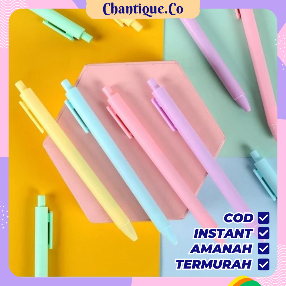 

Pena Cetekan Macaroon / Alat Tulis Sekolah Kantor / Pena Warna Warni Bolpoint Polos Tinta Hitam Murah Import