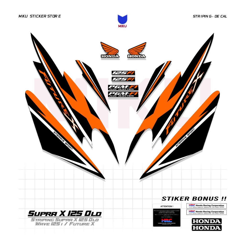 SO03b Stiker Sticker Striping Supra X 125 Old Lama Honda Future x Wave 125i Setriping Skotlet Scotli