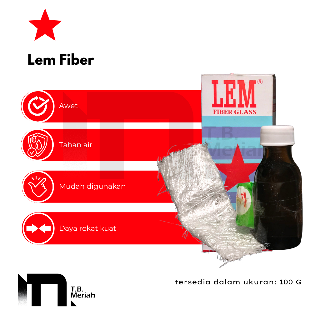 BINTANG FIBER GLASS 3IN1 (Resin + Hardener + Serat Fiber) - Lem Fiber - Lem Asbes - Lem Bak Mandi