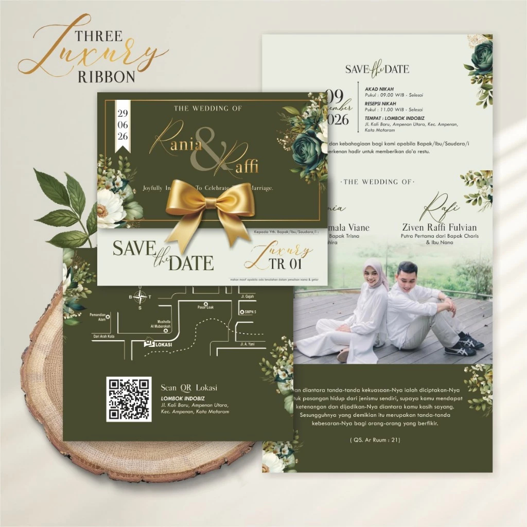 Undangan Pernikahan Pita Unik - Undangan Nikah Luxury TR Aesthetic - Undangan Premium Elegant