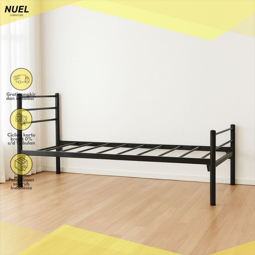 NUEL Dipan Tempat Tidur Besi / Ranjang Besi Minimalis / Single Bed