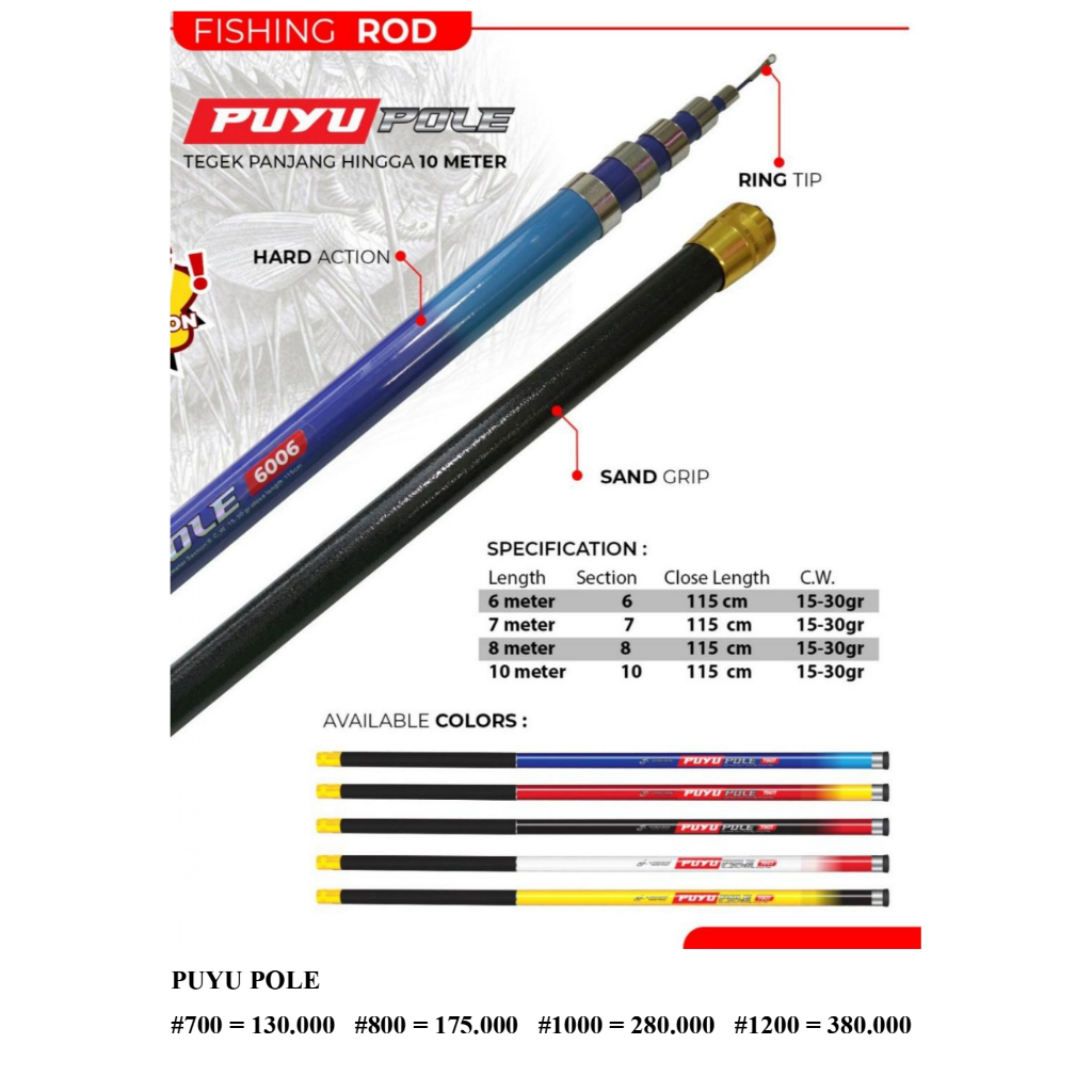 Tegek Gabus Utecate Puyu Pole 7M
