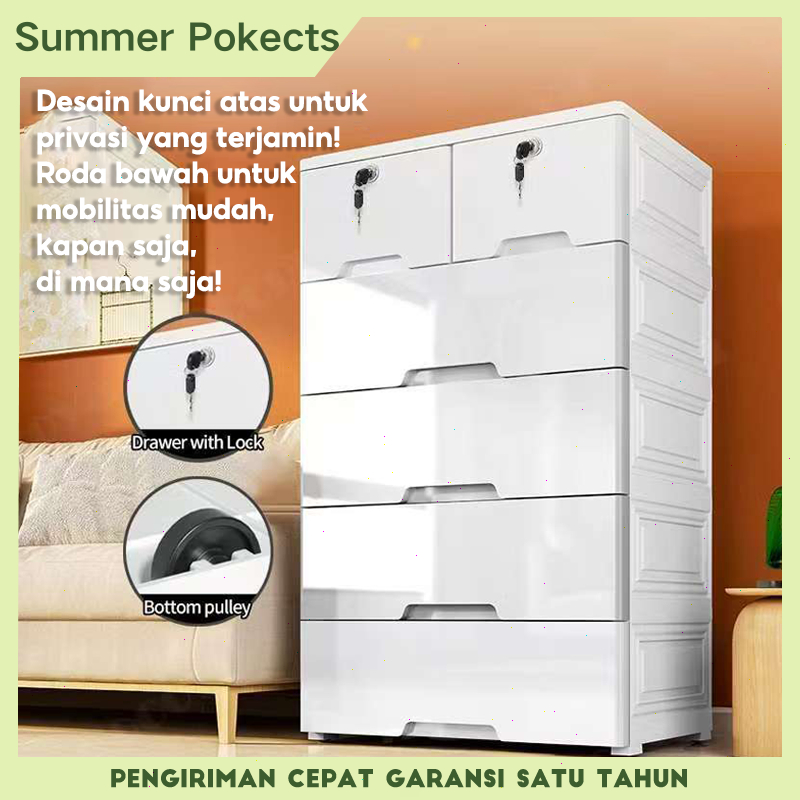 Toko Cimeng - Lemari Plastik Susun Lemari Pakaian Plastik Aesthetic Putih 3-7 Susun Berlaku Dalam