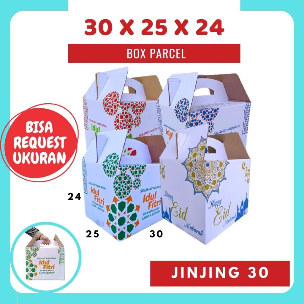 

Box Parcel 30x25x24 Eid Mubarok (Jinjing) Gable Box Kardus/Parcell/Lebaran/idul Fitri/Paket/sembako/hampers/eid mubarak