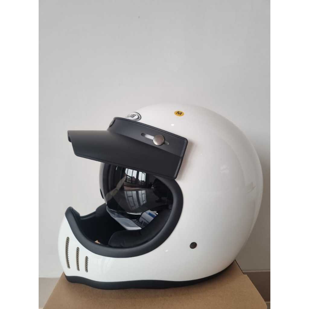 ZEUS ZS 916 D WHITE GLOSSY CAKIL RETRO HELMET FREE PET